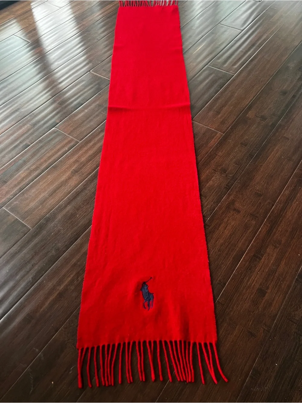 Polo Ralph Lauren Made In Italy Lambswool Scarf Big Pony Red 12x62” Rectangle